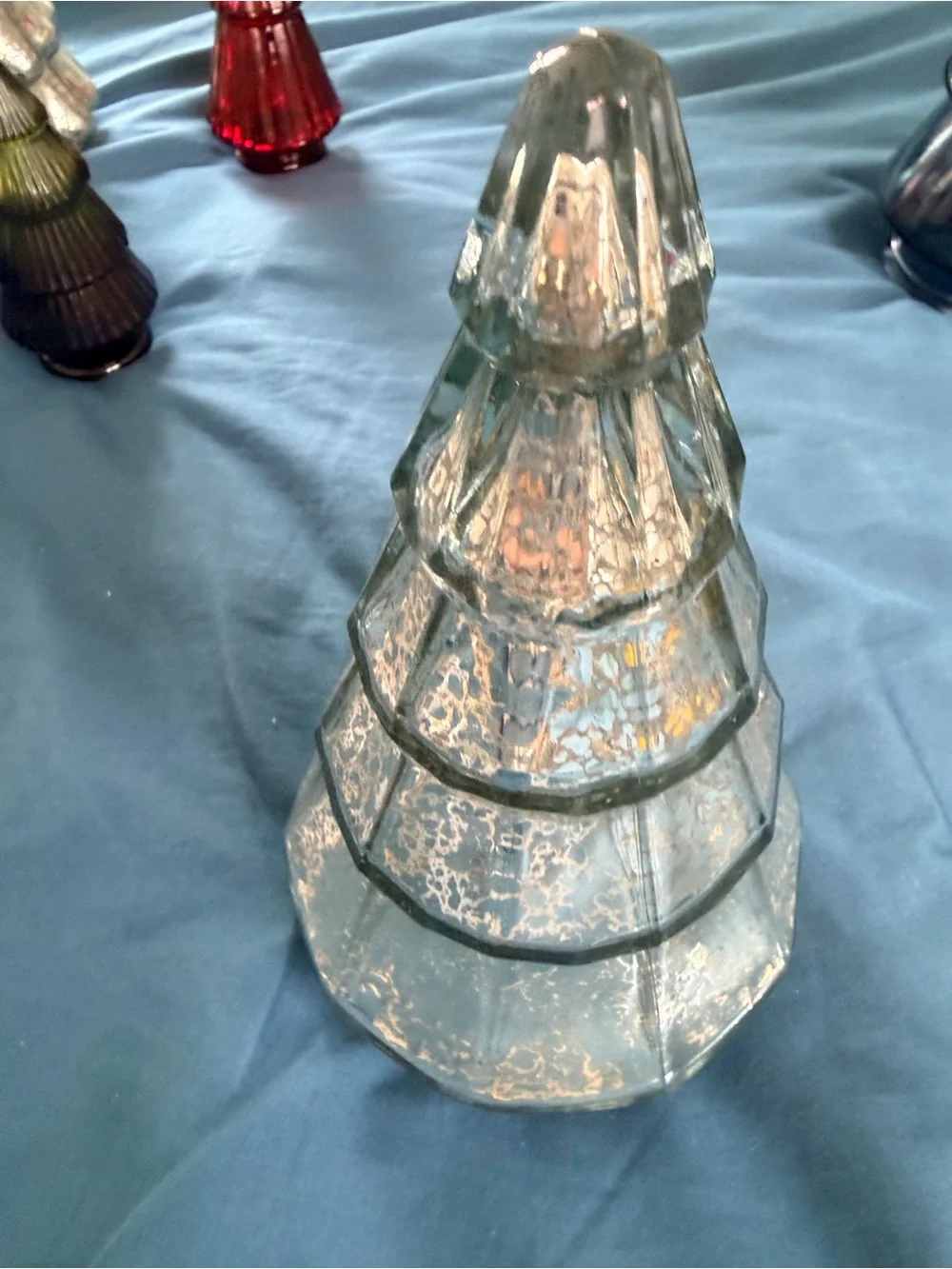 Target Holiday Shop Lighted Mercury Glass Christmas Tree 7” Silver